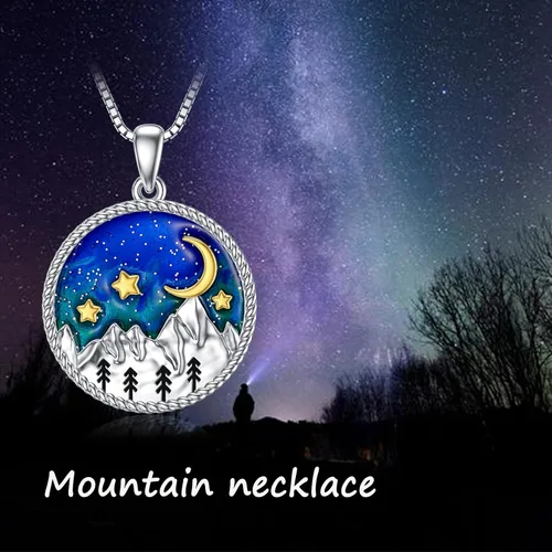 Vista 5 de Collar de plata de ley con pingüinosdelfínmariposacolibrímontañalibélulabFFperezosocalaveracalabazabautismo regalo de joyería para mujeres