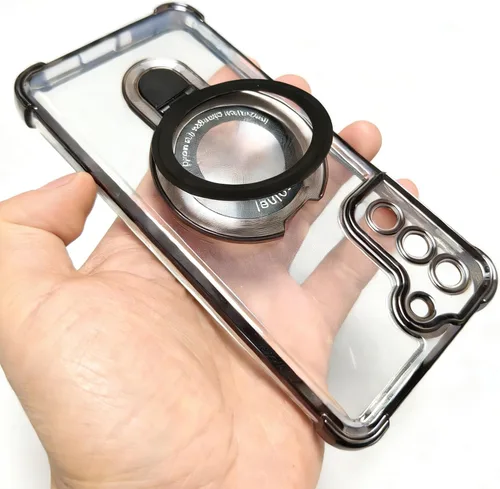 Vista 11 de Funda compatible con Samsung Galaxy S23 Carcasa rígida protectora con soporte de anillo transparente para Samsung S23, color negro