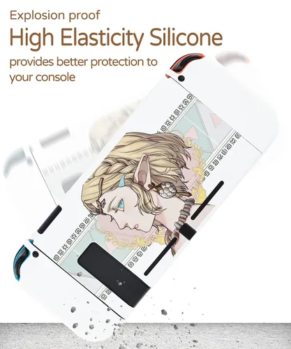 Vista 5 de PAWSWORLD Funda protectora para Switch Zelda, funda de interruptor acoplable suave para Nintendo, funda Joycon funda desmontable para interruptor