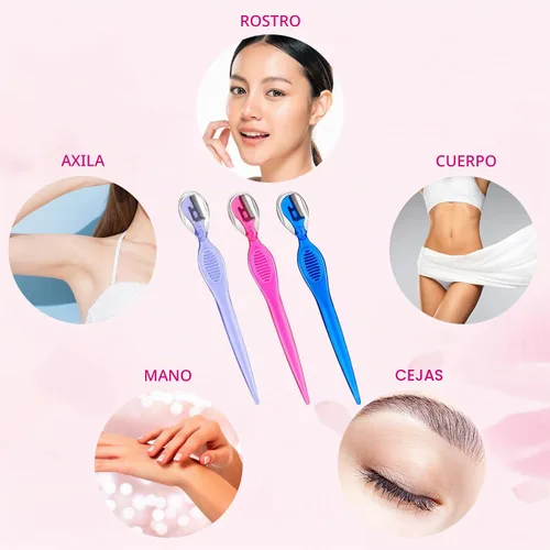 Vista 4 de 30 piezas de afeitadora Dermaplane para mujeres, afeitadora con cubierta de precisión, herramienta de dermaplaning exfoliante multiusos, depilación