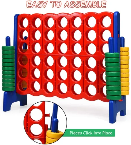 Vista 4 de Costzon Juegos gigantes gigantes de 4 en una fila, Jumbo de 4 en fila para niños y adultos, juego de plástico de conexión familiar para fiestas