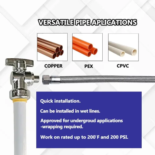 Vista 2 de HQMPC Válvula de parada angular, sin plomo latón 1/2 "PTC x 1/4" compresión push fit cierre válvula de agua con clip de desconexión, empujar