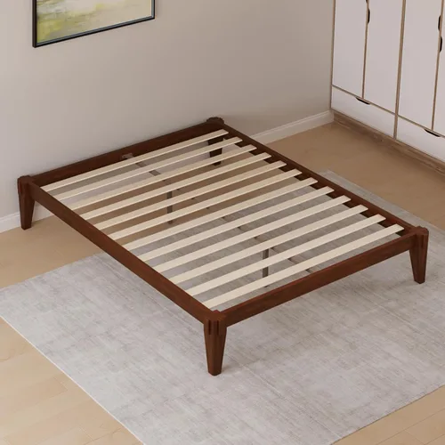 Vista 13 de Bme Chalipa Base de cama Queen de 14 pulgadas, plataforma de madera maciza, marco de cama de carpintería japonesa, soporte de listones de madera,