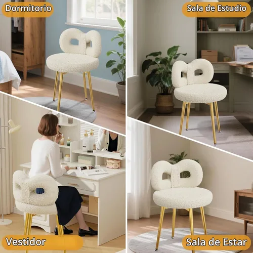 Vista 9 de ROOMTEC Silla de tocador giratoria con respaldo, silla de escritorio tapizada para niñas, tocador moderno para dormitorio, sala de estar