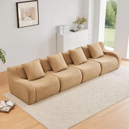 Vista 20 de Sofás de peluche sin hueso para sala de estar, juego de sofá modular negro con asiento profundo, sofá de gran tamaño, sofás para sala, cómodos sofás