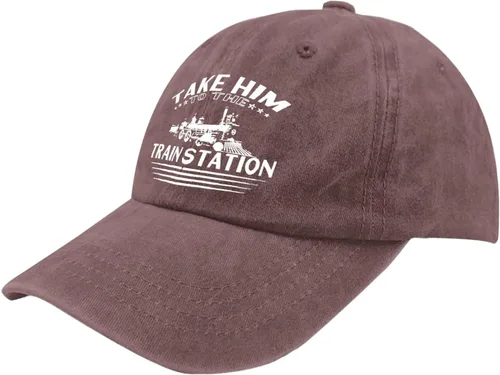 Vista 2 de Baseball Caps Take Him to The Train Station Dad Hat for Women Funny Denim Hat Adjustable