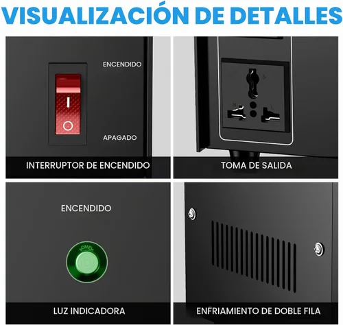 Vista 5 de Transformador Convertidor de Voltaje Anbull 500W, Transformador de Voltaje de Paso Abajo y Arriba 110v 220v, Convertidor de Voltaje de 220 a 110