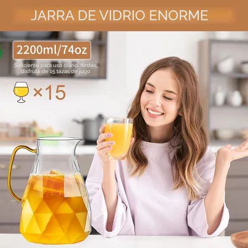 Vista 6 de Jarra de vidrio, jarra de agua de 74.4 oz con tapa