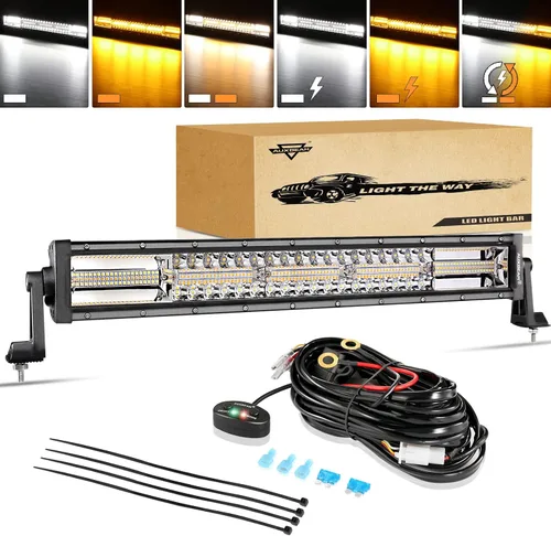 Vista 11 de Auxbeam Barra de luz LED de 3 pulgadas, 72 W, color ámbar/blanco, luces de conducción todoterreno para camión, SUV, barco, 4x4, Jeep Wrangler