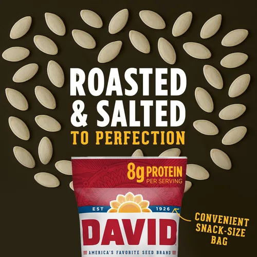 Vista 4 de DAVID SEEDS Semillas de calabaza tostadas y saladas, 2.25 onzas, paquete de 12