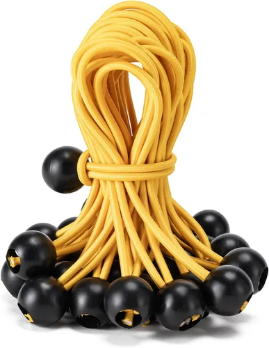 Vista 12 de Paquete de 30 cuerdas elásticas con bola, cuerdas elásticas resistentes de 4 pulgadas, lona de toldo con bolas elásticas para amarre de dosel