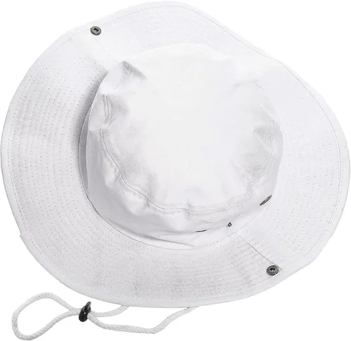Vista 3 de Sombreros para el sol para hombre con protección UV, ala ancha, sombrero de safari de pesca Blanco