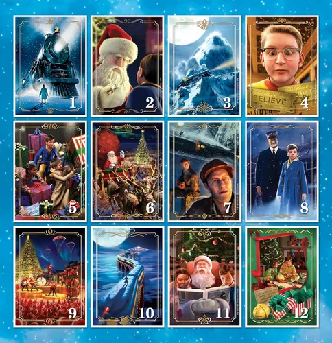 Vista 3 de Masterpieces Calendario de Adviento de rompecabezas de 12 días de Polar Express, 12 mini rompecabezas de 48 piezas para niños, cuenta regresiva