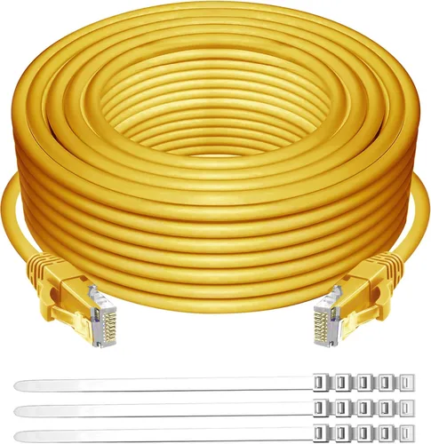 Vista 8 de Adoreen Cable Ethernet Cat 6 de 15 pies, negro, para exteriores e interiores, cable de red RJ45 largo redondo y sin enganches, POE, cable