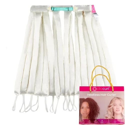 Vista 9 de Octocurl Diadema sin calor, rizadores de pelo para dormir, rizadores sin calor para cabello largo (algodón, rosa)