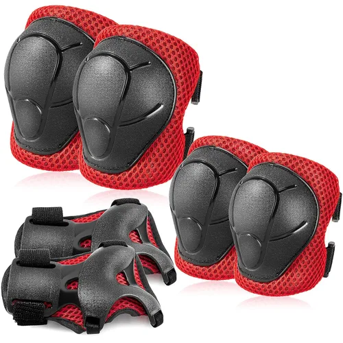 Vista 8 de BOSONER - Equipo de protección básico para niños: juego de rodilleras y coderas con protectores de muñeca para niños de 3 a 15 años - Diseñado