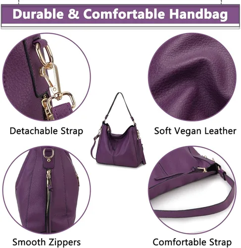 Vista 3 de VONXURY - Bolso de mano de piel sintética para mujer, bolso de hombro grande con bolsillos laterales para trabajo y viajes