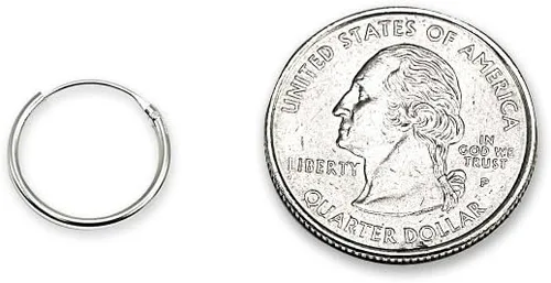 Vista 3 de Sterling Silver Small Medium Large Endless Round Thin Lightweight Continuous Endless Hoop Earrings for Women Girls Men