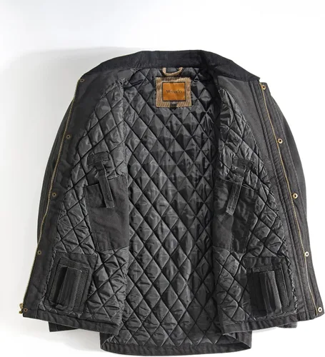 Vista 2 de Venado Chaqueta de transporte oculta para hombre, lona resistente, bolsillos de transporte ocultos