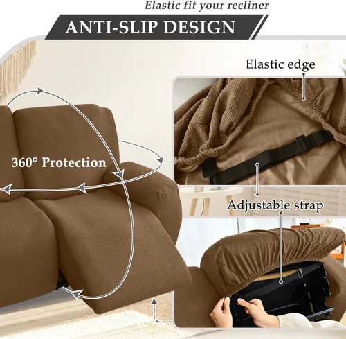 Vista 5 de Fundas impermeables de sofá reclinable modular para sofás reclinables, lavable en forma de L, para perros, fundas elásticas para sofá reclinable