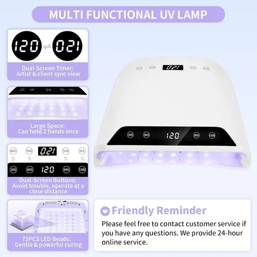 Vista 2 de Lámpara de uñas UV mejorada 2026 para esmalte de gel, 4 temporizadores y sensor automático: lámpara profesional de curado de gel, diseño de cavidad