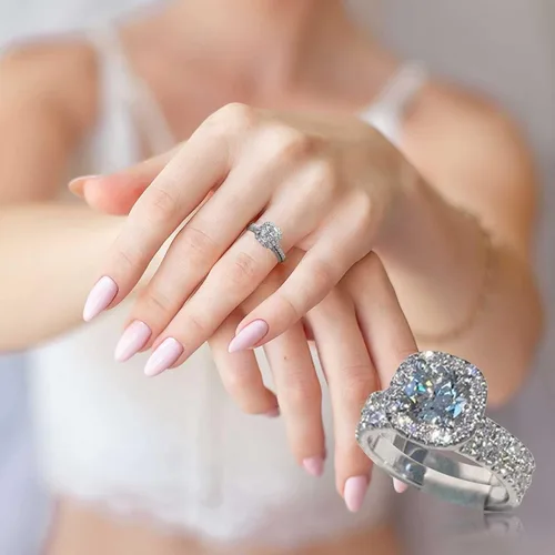 Vista 7 de Bokeley Jewelly Anillos de regalo, anillo de mujer, único anillo floral piedra lunar tesoro azul zafiro diamante anillo de boda