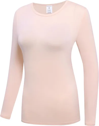 Vista 2 de OThread & Co. Camiseta de manga larga para mujer, cómoda camiseta básica elástica