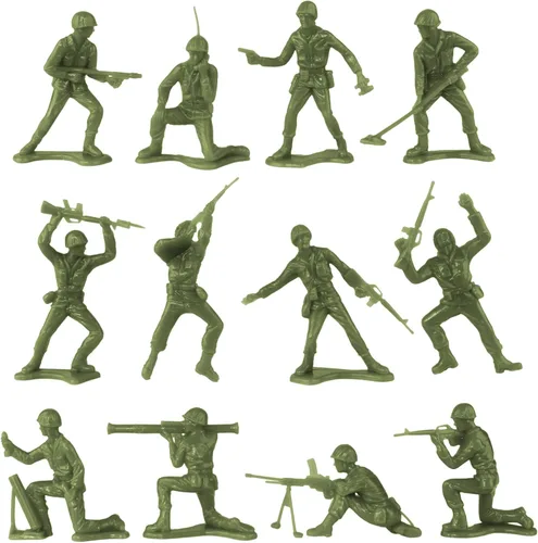 Vista 5 de TimMee Cubo de soldados de ejército - Verde OD vs. Tostado 54 piezas de juego de soldados - Fabricado en EE. UU