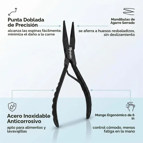Vista 4 de Manjushri Precision - Alicates de hueso de pescado de 6 pulgadas, pinzas para quitar, desplumar y tirar de los huesos del alfiler de cocina, Pleirs