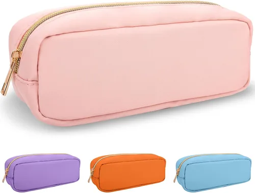 Vista 26 de izuzta Nylon Lager Pequeño Slim Mini Maquillaje Bolsa Organizador, Beige, Viajes