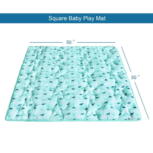 Vista 4 de Alfombra de juego para bebés para niños y niñas, alfombra de juego de bebé de 50 x 50 pulgadas para corral, alfombra de juego de gatear de una pieza