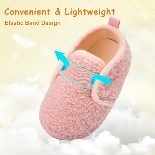 Vista 2 de JOINFREE Pantuflas de casa para bebés, niños y niñas, calcetines de casa para niños, zapatos cálidos para caminar para niños pequeños al aire libre