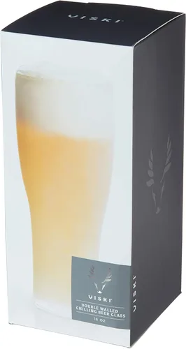 Vista 9 de Viski Glacier - Vaso de cerveza de doble pared con gel refrescante activo, perfecto para bebidas frías en fiestas en interiores y exteriores