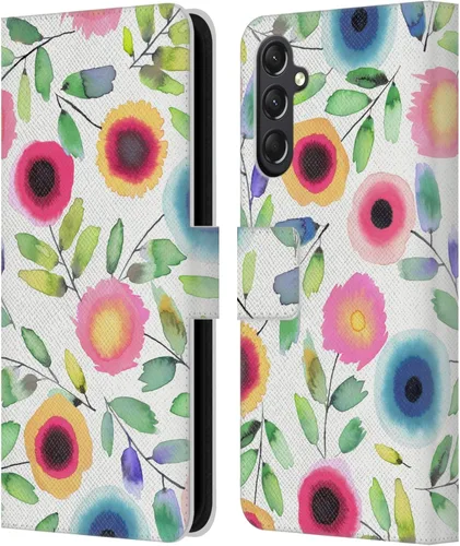 Vista 293 de Head Case Designs Officially Licensed Ninola Ditsy Flowers Yellow Nature Bold Leather Wallet Case Compatible with Samsung Galaxy A07 4G