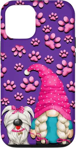 Vista 27 de iPhone 11 - Cosas de gnomo púrpura para mujer, patrón de pata rosa para perro, mamá