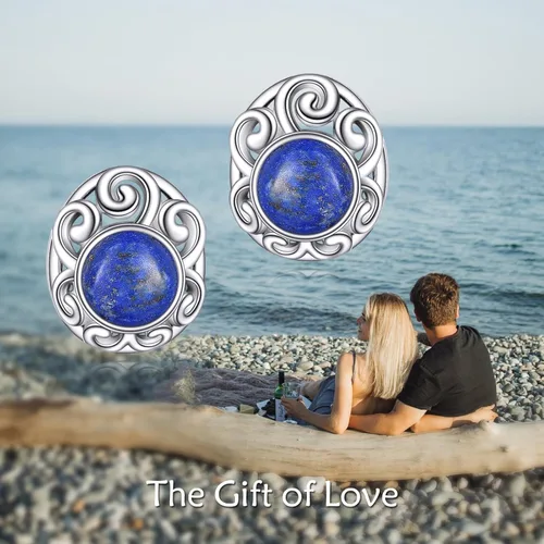 Vista 6 de Aretes de piedra natural de plata de ley con forma de abrazofiligrana, joyería de regalo de Navidad para mujeres y niñas
