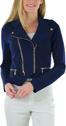 Vista 4 de ToBeInStyle Blazers de manga larga con cremallera y botones para mujer