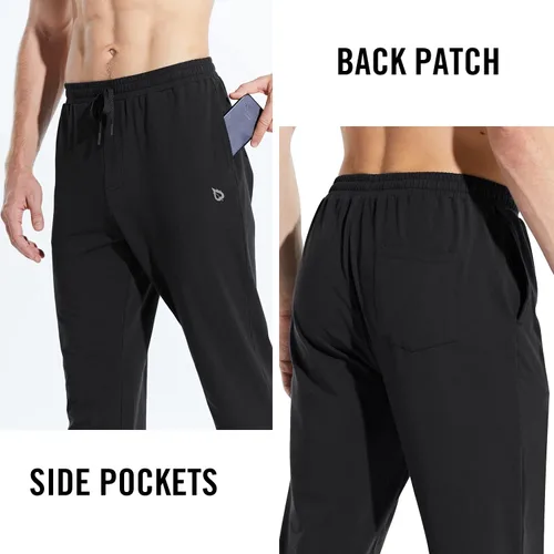 Vista 3 de BALEAF Pantalones deportivos de algodón para hombre de 2730 pulgadas, pantalones deportivos para correr, senderismo, pantalones deportivos ligeros