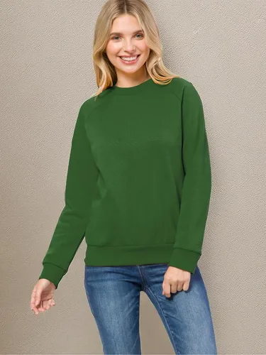 Vista 116 de MixMatchy Sudadera básica suave y cómoda de forro polar con cuello redondo para mujer