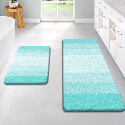Vista 85 de OLANLY - Juego de tapetes para baño de 2 piezas, de microfibra, suaves y absorbentes, antideslizantes, lavables a máquina y para secadora, felpudos