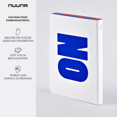 Vista 3 de Nuuna Graphic L "Yes-No" - Cuaderno de piel regenerada lisa, color rojo, azul y blanco