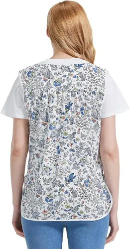 Vista 5 de Nanxson Delantal de mujer con bolsillos de parche, babero estampado de algodón, smock con botones para trabajo, cocina y chef CF3177