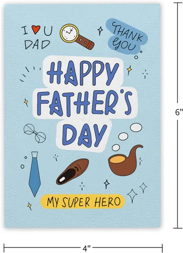 Vista 7 de WaaHome Tarjeta de regalo para el día del padre para papá de hija e hijo, I Love You My Super Hero Día del Padre, tarjeta de regalo para papá
