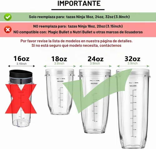 Vista 6 de Paquete de 2 vasos de licuadora de repuesto para Ninja, vasos de licuadora de 24 onzas con tapas para llevar, compatibles con Nutri Ninja Auto IQ