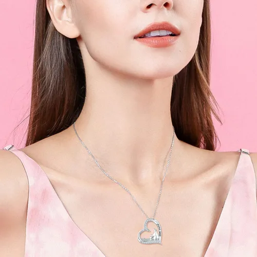 Vista 7 de JUSTKIDSTOY Collar de plata de ley con colgante de mamá oso para mamá recién nacida, abuela, mujer