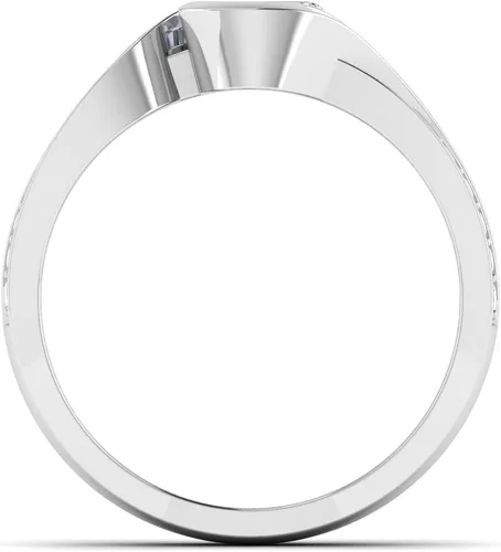 Vista 4 de Anillo de compromiso con bisel de diamantes creados en laboratorio de 3.31 quilates con certificación IGI con banda giratoria en oro rosa amarillo