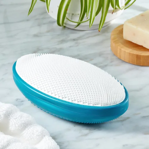 Vista 9 de WIZKER - Cepillo exfoliante 2 en 1 para piel sensible, cerdas suaves y firmes, limpiador facial y corporal, impermeable, resistente al moho