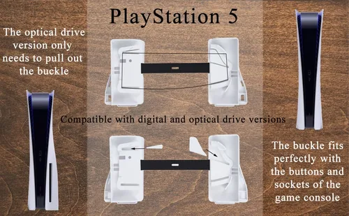 Vista 3 de Wabracket Wall Mount Kits for PS5, 6 in 1 Sturdy Wall Mount Brackect Holder for PS5, Compatiable with Both Digital and Disc Version, with Detachable