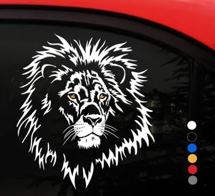 Vista 7 de Lion AMIART - Calcomanía de vinilo (blanco) – Hermosa cabeza de león macho salvaje – Rey del orgullo – Calcomanía de pared para ventana de coche