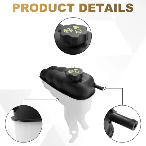 Vista 5 de PartsFlow Tanque de depósito de refrigerante con tapa compatible con Chevrolet Silverado GMC Sierra Cadillac Escalade Yukon 603-054 22797286